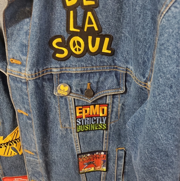 Pre-Owned Denim Jacket with HIP HOP PATCHES! 1of1 - Picture 2 of 5
